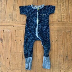 Bonds Wondersuit blue wave zip front short sleeve pajama romper 12-18 months